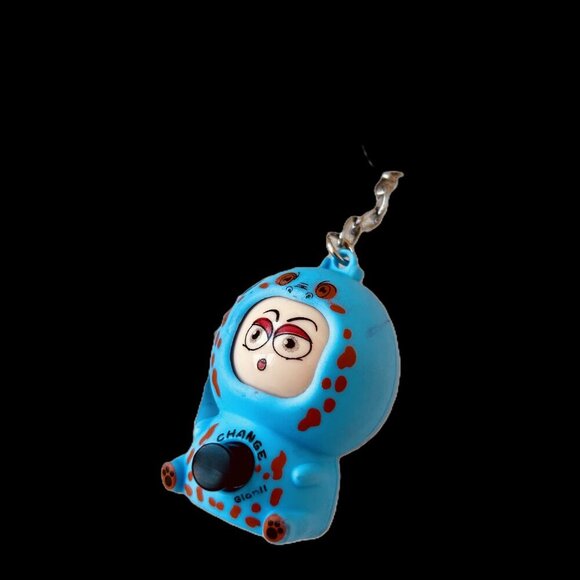 Kids Cartoon Happy & Sad Face Dual mode Unique Novelty Blue Keychain - Picture 3 of 7